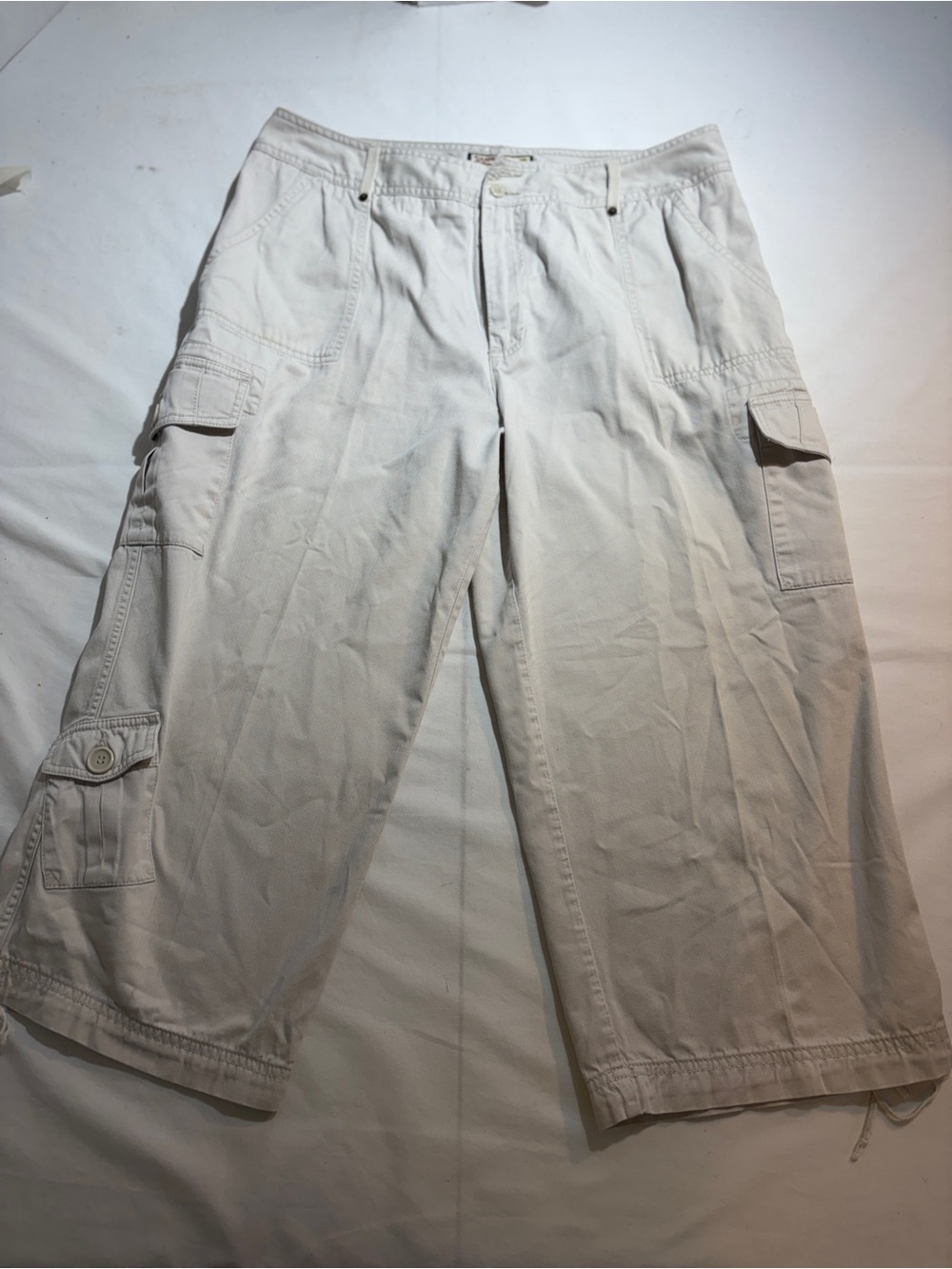 Caribbean Joe Women’s  Cargo Crop Pants - Cream Sz 14